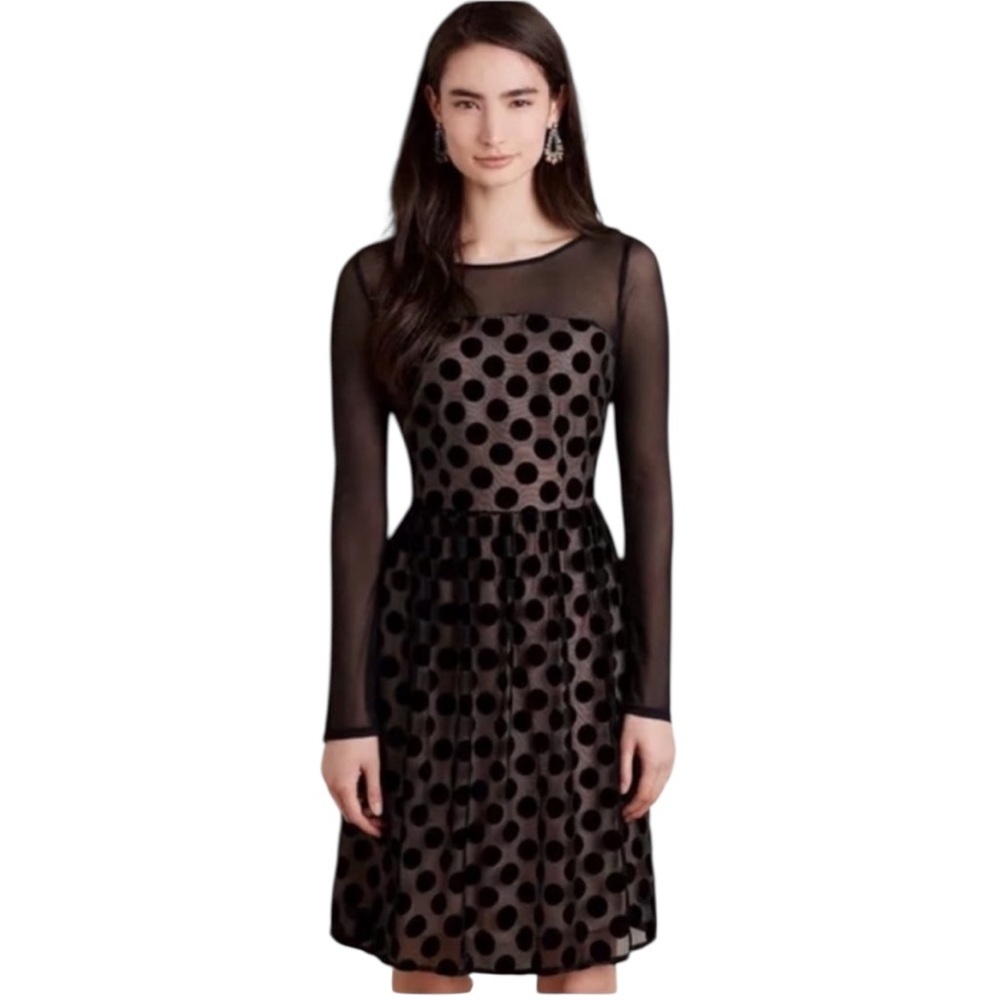 Anthropologie Sunday in Brooklyn Mesh Black Velvet Polkadot Dottie Dress 4
